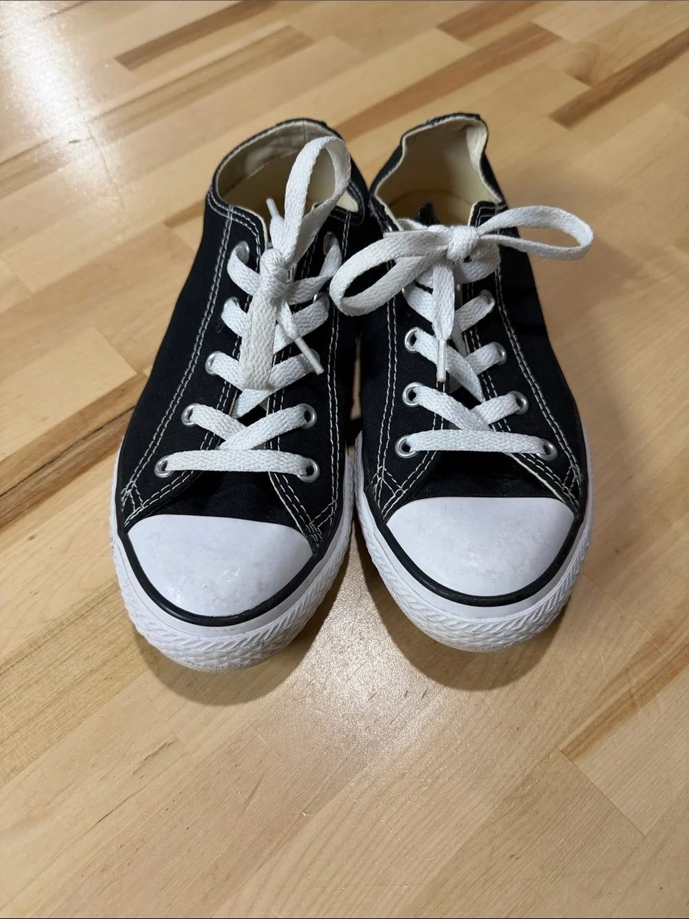 Converse Kids Black Low-Top Sneakers with White Laces